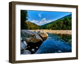 River flowing through a forest, Swift River, Kancamagus Highway, White Mountain National Forest...-null-Framed Photographic Print