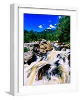 River flowing through a forest, West Branch Ausable River, Adirondack Mountains, New York State...-null-Framed Photographic Print