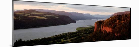 River Flowing Through Mountains, Columbia River Gorge, Crown Point, Columbia River, Oregon, USA-null-Mounted Photographic Print