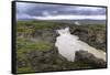 River from Godafoss waterfall in Iceland, Europe-null-Framed Stretched Canvas