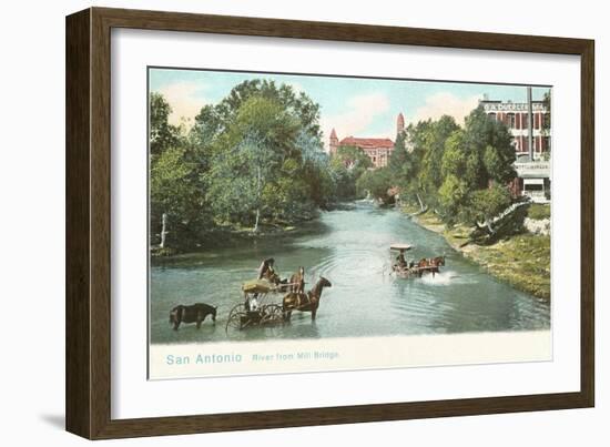 River from Mill Bridge, San Antonio, Texas-null-Framed Art Print