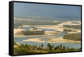 River Ganges Emerging from Himalayas at Haridwar-Tony Waltham-Framed Stretched Canvas