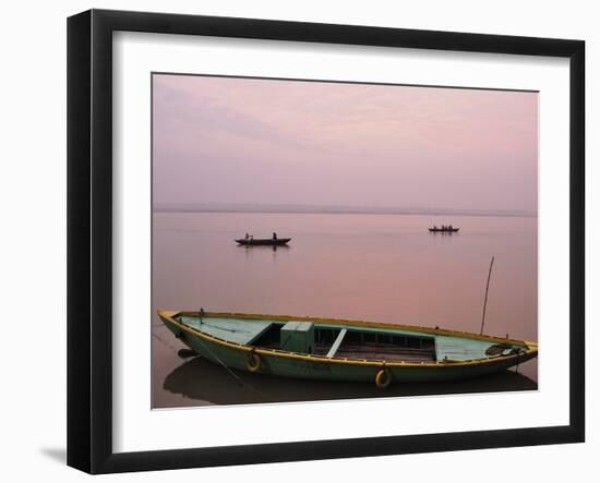 River Ganges (Ganga) at Sunrise, Varanasi (Benares), Uttar Pradesh, India, Asia-Jochen Schlenker-Framed Photographic Print