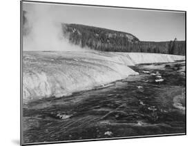 River In Foreground Trees Behind "Firehole River Yellowstone National Park" Wyoming-Ansel Adams-Mounted Art Print