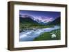 River in Mountain Valley at the Foot of  Mt. Shkhara. Upper Svaneti, Georgia, Europe. Caucasus Moun-Leonid Tit-Framed Photographic Print