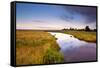 River in Summer at Sunrise-catolla-Framed Stretched Canvas