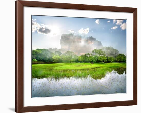 River in the Garden Near Mountain of Sigiriya-Givaga-Framed Photographic Print