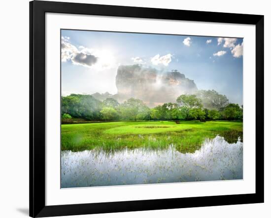 River in the Garden Near Mountain of Sigiriya-Givaga-Framed Photographic Print