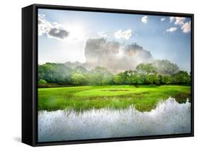 River in the Garden Near Mountain of Sigiriya-Givaga-Framed Stretched Canvas