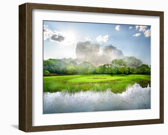 River in the Garden Near Mountain of Sigiriya-Givaga-Framed Photographic Print