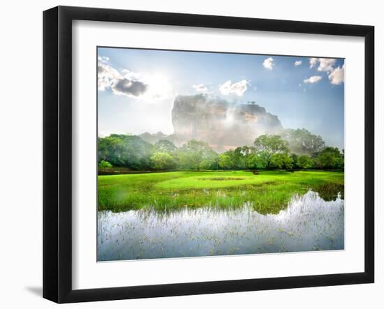 River in the Garden Near Mountain of Sigiriya-Givaga-Framed Photographic Print