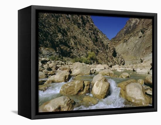 River in the Khyber Pass, Afghanistan-Christina Gascoigne-Framed Stretched Canvas