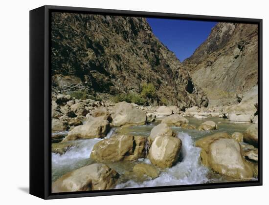 River in the Khyber Pass, Afghanistan-Christina Gascoigne-Framed Stretched Canvas