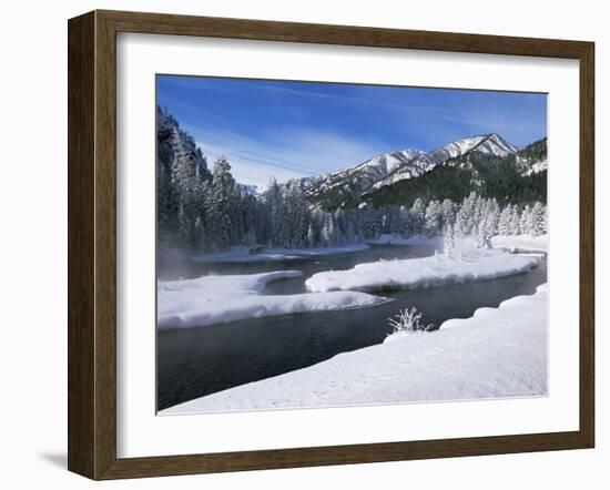 River in Winter, Refuge Point, West Yellowstone, Montana, USA-Alison Wright-Framed Photographic Print