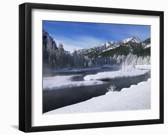 River in Winter, Refuge Point, West Yellowstone, Montana, USA-Alison Wright-Framed Photographic Print