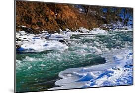 River in Winter under Snow-serge001-Mounted Photographic Print