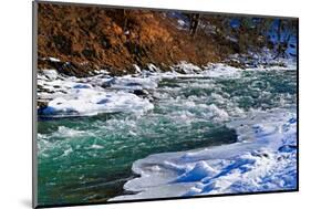 River in Winter under Snow-serge001-Mounted Photographic Print