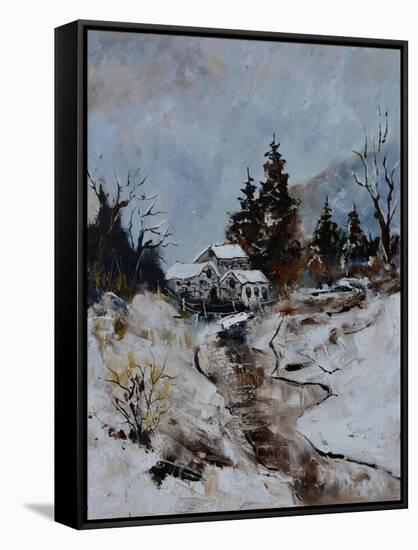 River in winter-Pol Ledent-Framed Stretched Canvas
