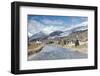 River Inn frames the alpine village of Zuoz surrounded by snowy peaks, Maloja, Canton of Graubunden-Roberto Moiola-Framed Photographic Print