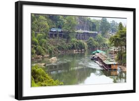 River Kwai Train Crossing the Wampoo Viaduct on the Death Railway Above the River Kwai Valley-Alex Robinson-Framed Photographic Print