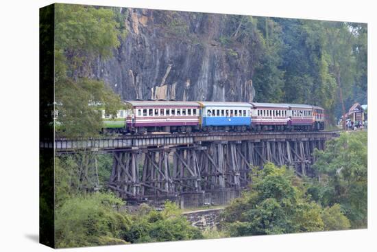 River Kwai Train Crossing the Wampoo Viaduct on the Death Railway Above the River Kwai Valley-Alex Robinson-Stretched Canvas