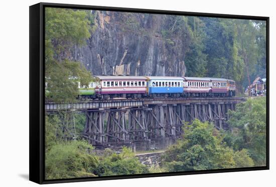 River Kwai Train Crossing the Wampoo Viaduct on the Death Railway Above the River Kwai Valley-Alex Robinson-Framed Stretched Canvas