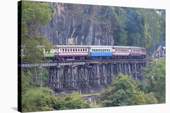 River Kwai Train Crossing the Wampoo Viaduct on the Death Railway Above the River Kwai Valley-Alex Robinson-Stretched Canvas