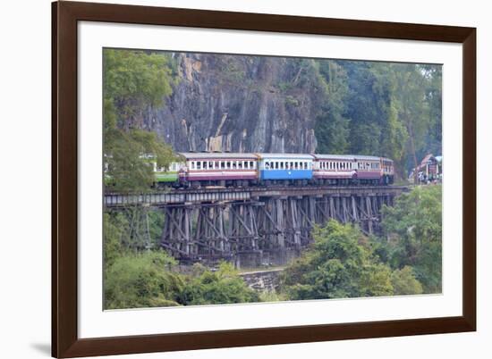 River Kwai Train Crossing the Wampoo Viaduct on the Death Railway Above the River Kwai Valley-Alex Robinson-Framed Photographic Print