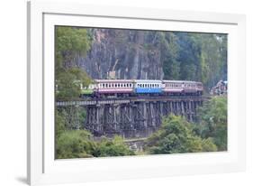 River Kwai Train Crossing the Wampoo Viaduct on the Death Railway Above the River Kwai Valley-Alex Robinson-Framed Photographic Print