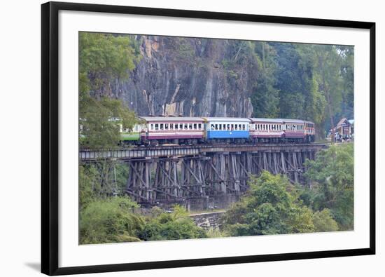 River Kwai Train Crossing the Wampoo Viaduct on the Death Railway Above the River Kwai Valley-Alex Robinson-Framed Photographic Print