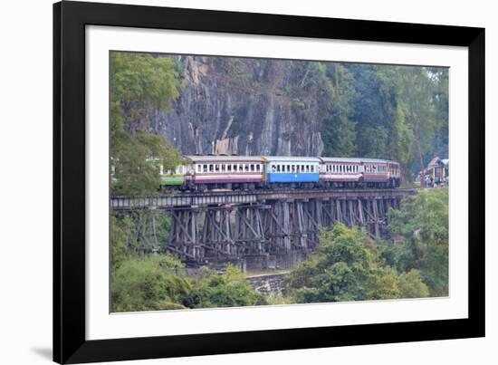 River Kwai Train Crossing the Wampoo Viaduct on the Death Railway Above the River Kwai Valley-Alex Robinson-Framed Photographic Print