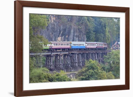 River Kwai Train Crossing the Wampoo Viaduct on the Death Railway Above the River Kwai Valley-Alex Robinson-Framed Photographic Print