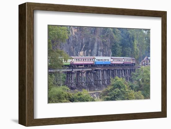 River Kwai Train Crossing the Wampoo Viaduct on the Death Railway Above the River Kwai Valley-Alex Robinson-Framed Photographic Print