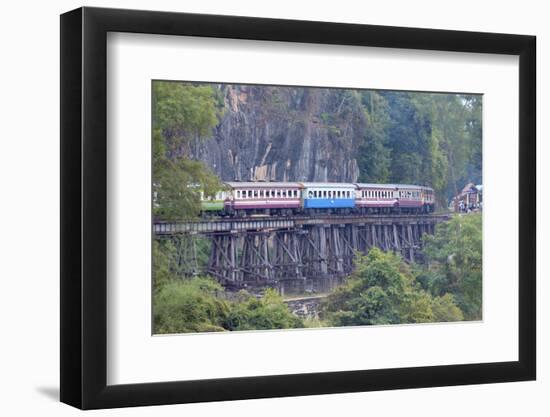 River Kwai Train Crossing the Wampoo Viaduct on the Death Railway Above the River Kwai Valley-Alex Robinson-Framed Photographic Print