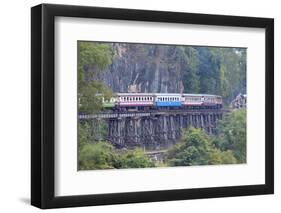 River Kwai Train Crossing the Wampoo Viaduct on the Death Railway Above the River Kwai Valley-Alex Robinson-Framed Photographic Print