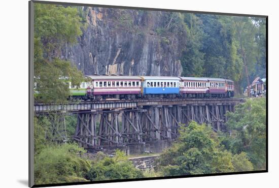 River Kwai Train Crossing the Wampoo Viaduct on the Death Railway Above the River Kwai Valley-Alex Robinson-Mounted Photographic Print