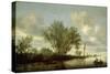 River Landscape, 1645-Salomon van Ruysdael-Stretched Canvas