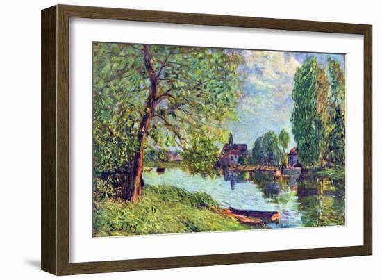 River Landscape at Moret-Sur-Loing-Alfred Sisley-Framed Art Print