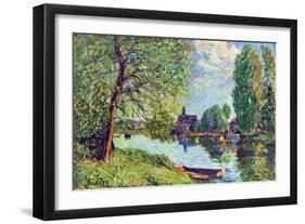 River Landscape at Moret-Sur-Loing-Alfred Sisley-Framed Art Print