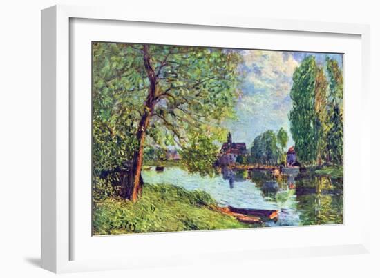 River Landscape at Moret-Sur-Loing-Alfred Sisley-Framed Art Print