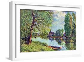 River Landscape at Moret-Sur-Loing-Alfred Sisley-Framed Art Print