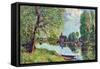 River Landscape at Moret-Sur-Loing-Alfred Sisley-Framed Stretched Canvas