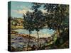 River Landscape by Jean-Baptiste-Armand Guillaumin-Geoffrey Clements-Stretched Canvas