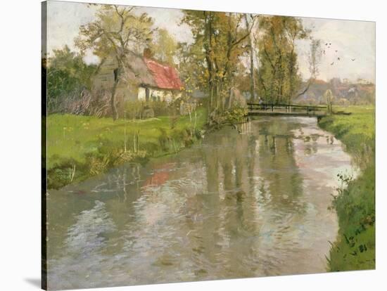 River Landscape, C.1897-Fritz Thaulow-Stretched Canvas