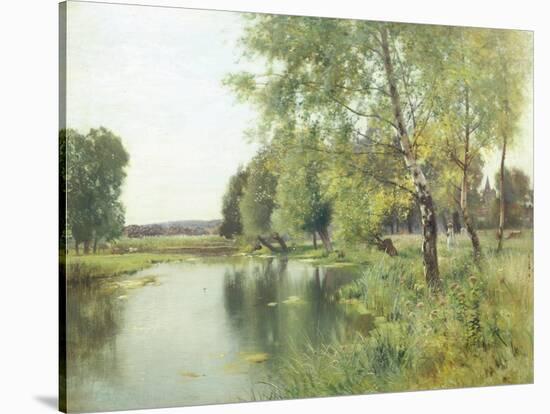 River Landscape in Summer-Ernest Parton-Stretched Canvas