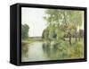 River Landscape in Summer-Ernest Parton-Framed Stretched Canvas