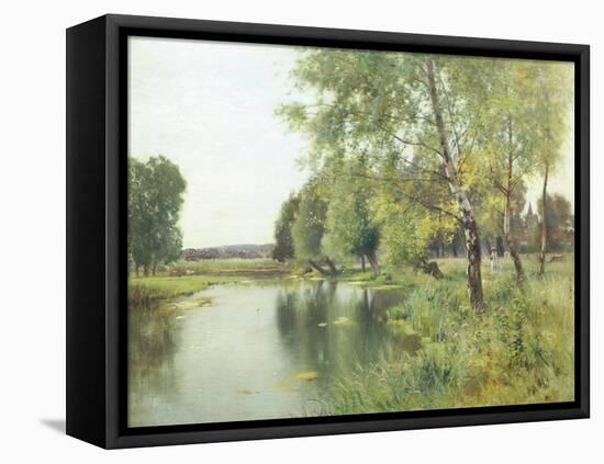 River Landscape in Summer-Ernest Parton-Framed Stretched Canvas