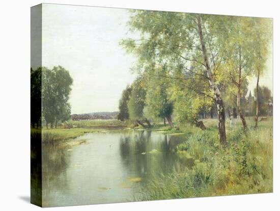 River Landscape in Summer-Ernest Parton-Stretched Canvas