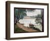 River Landscape with a Boat-Georges Seurat-Framed Giclee Print