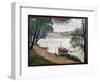 River Landscape with a Boat-Georges Seurat-Framed Giclee Print